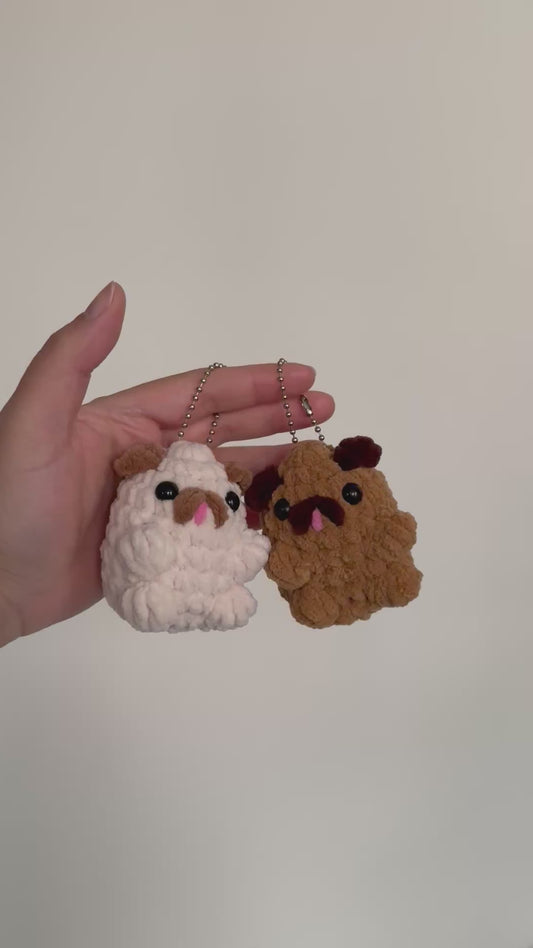 Handmade Crochet Dog Keychain – Pug Dog Charm