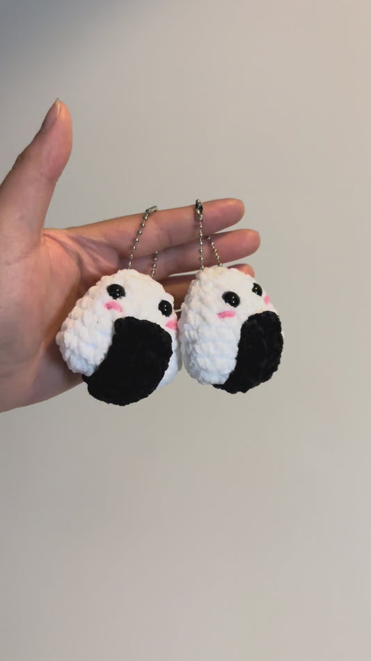 Crochet Onigiri (Rice Ball) Keychain - Handmade Charm