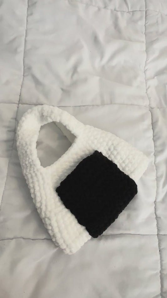 The Onigiri Bag - Crochet Fluffy Cloud Bag (with front and back pockets)