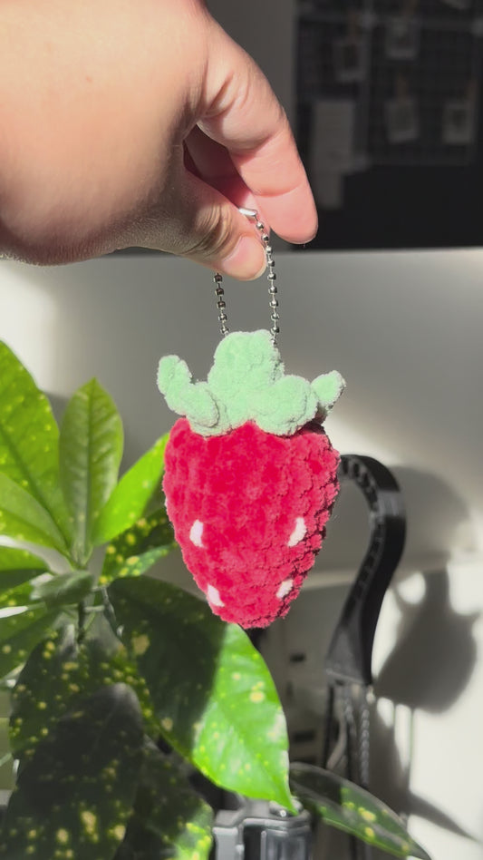 Crochet Strawberry Keychain Charm