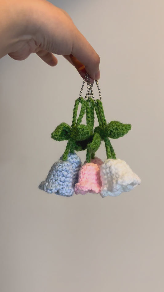 Crochet Lily of the Valley Keychain - Handmade Flower Charm